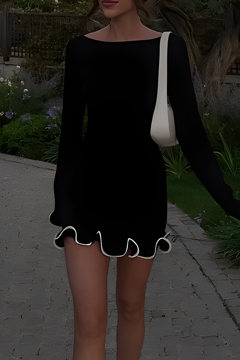 Sabrina® | Casual Daily Long Sleeve Thread Selvedge O-Neck Dresses (3 Colors)