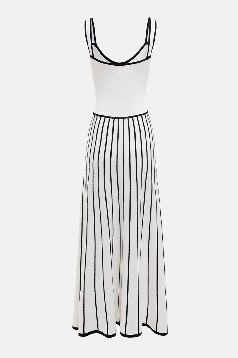 Samanta® | Sexy sling dresses with a striped pattern and a contrasting square neckline