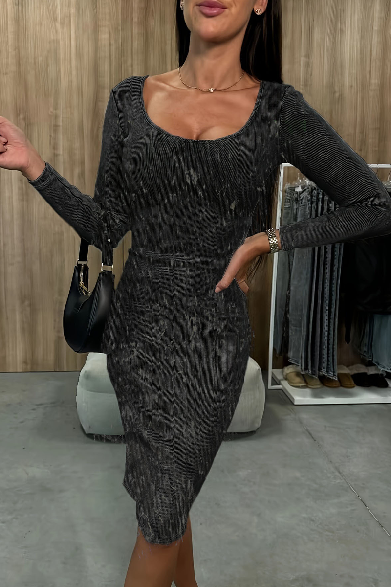 Salma® | Casual Distressed V-Neck Wrap Skirt Dresses (4 Colors)