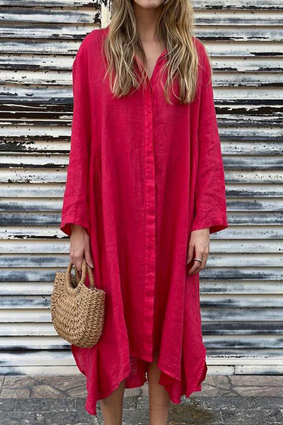 Leire® | Casual shirt dresses with pocket turn-down collars