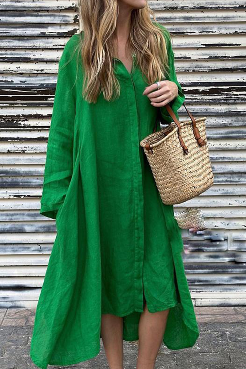 Leire® | Casual shirt dresses with pocket turn-down collars