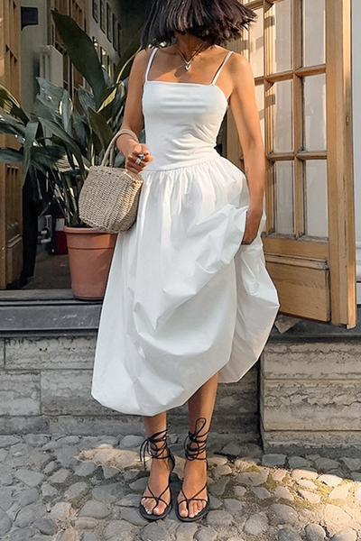 Norma® | Casual ruched sling dresses with square neckline