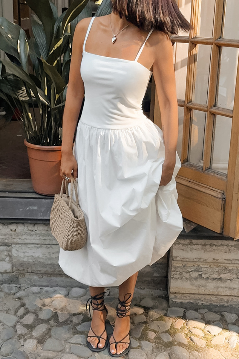 Norma® | Casual ruched sling dresses with square neckline