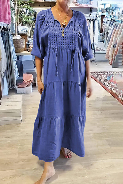 Maria Eugenia® | Casual A-Line Lace Up V-Neck Dresses (8 Colors)