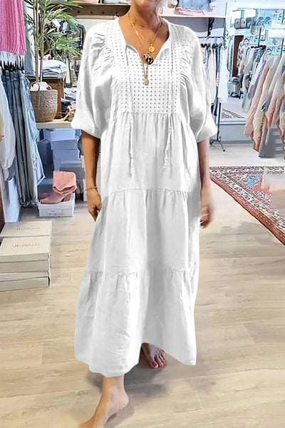 Maria Eugenia® | Casual A-Line Lace Up V-Neck Dresses (8 Colors)