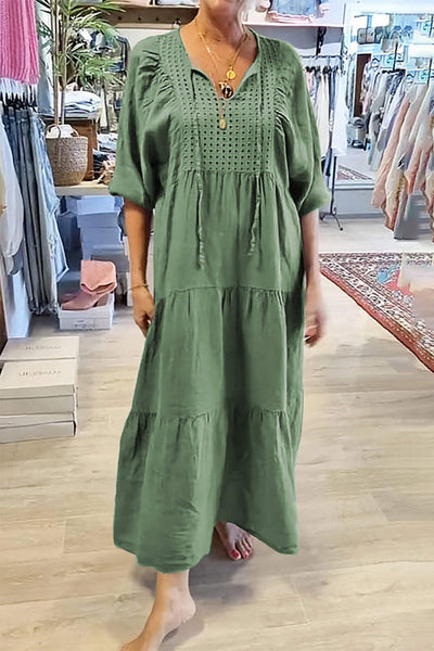 Maria Eugenia® | Casual A-Line Lace Up V-Neck Dresses (8 Colors)