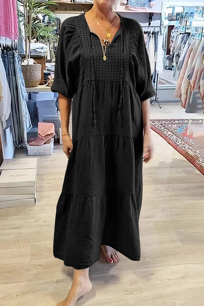 Maria Eugenia® | Casual A-Line Lace Up V-Neck Dresses (8 Colors)