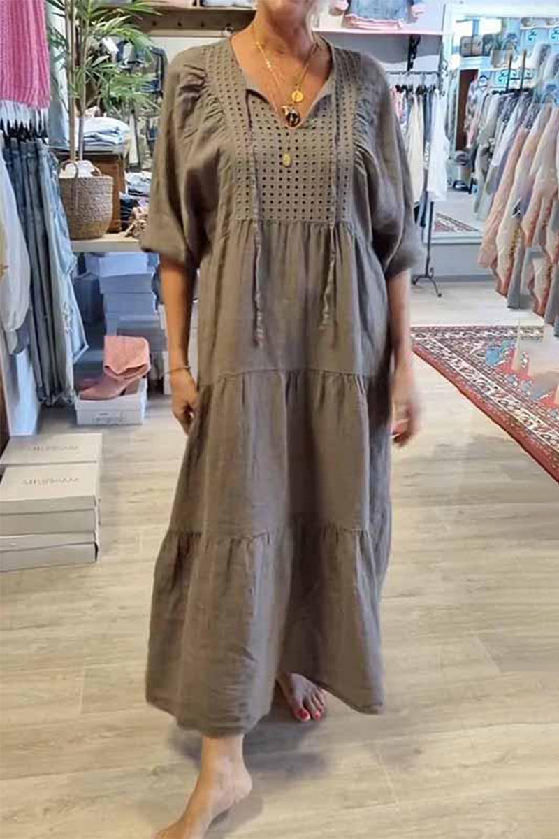 Maria Eugenia® | Casual A-Line Lace Up V-Neck Dresses (8 Colors)