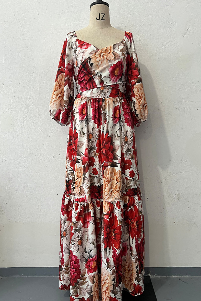 Mara® | Sexy floral print A-line dresses with cross straps and V-neck