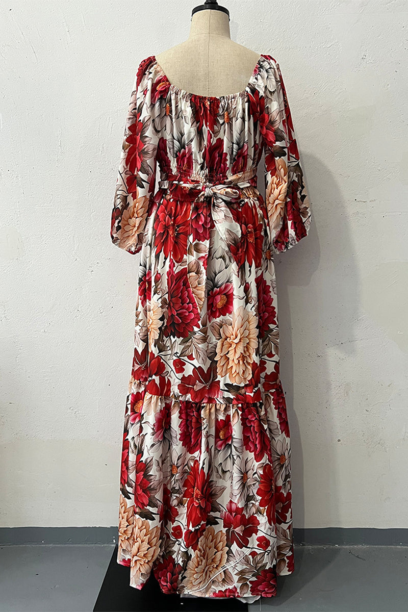 Mara® | Sexy floral print A-line dresses with cross straps and V-neck