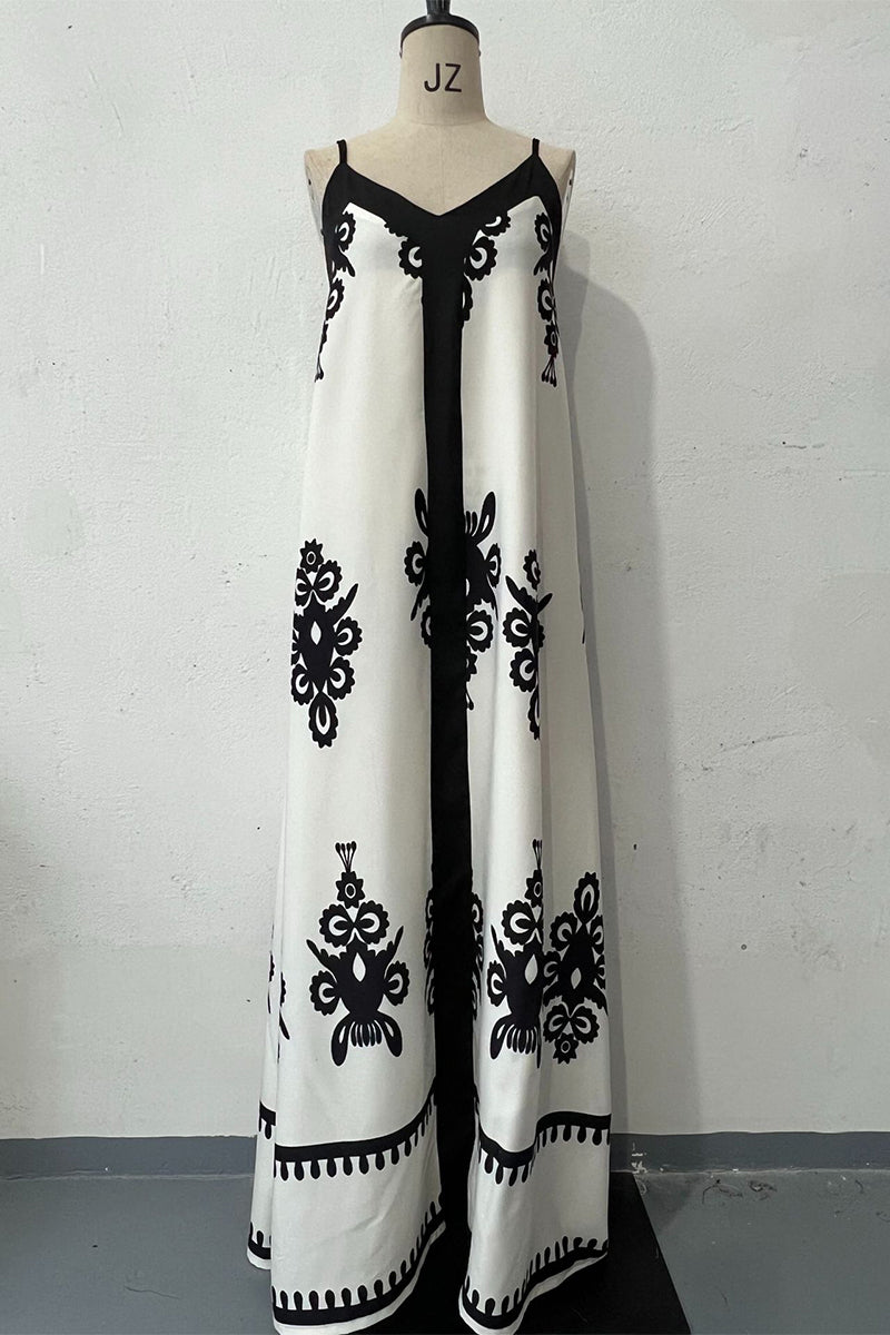 Manuela® | Sexy holiday dresses with geometric print and contrast V-neck