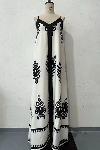 Manuela® | Sexy holiday dresses with geometric print and contrast V-neck
