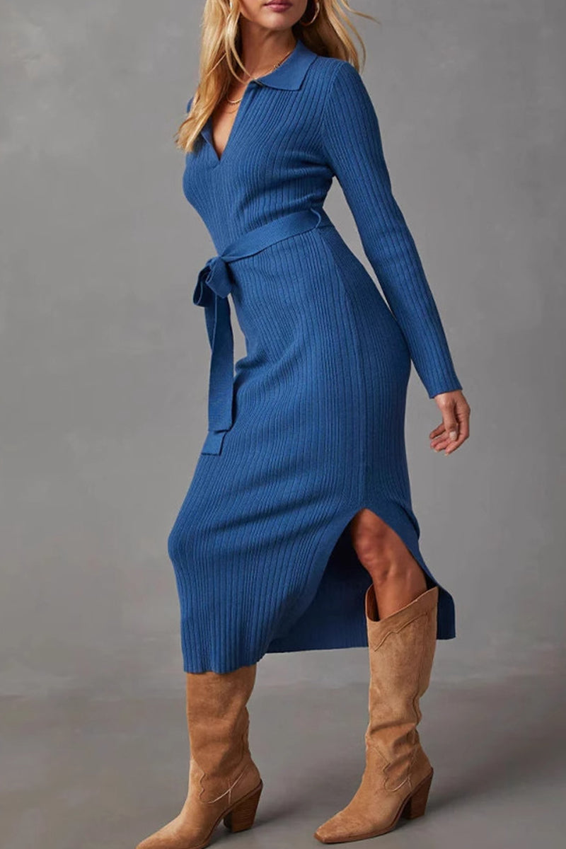 Kimberly® | Casual Wrap Skirt Dresses in Patchwork Slit Strap Design (3 Colors)