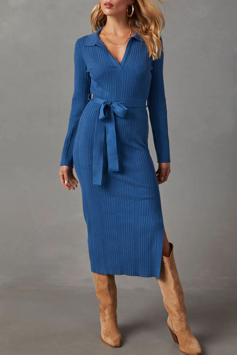 Kimberly® | Casual Wrap Skirt Dresses in Patchwork Slit Strap Design (3 Colors)