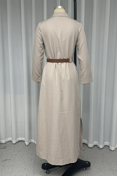 Laia® | Casual shirt dresses with pocket buckle and belt, turn-down collar