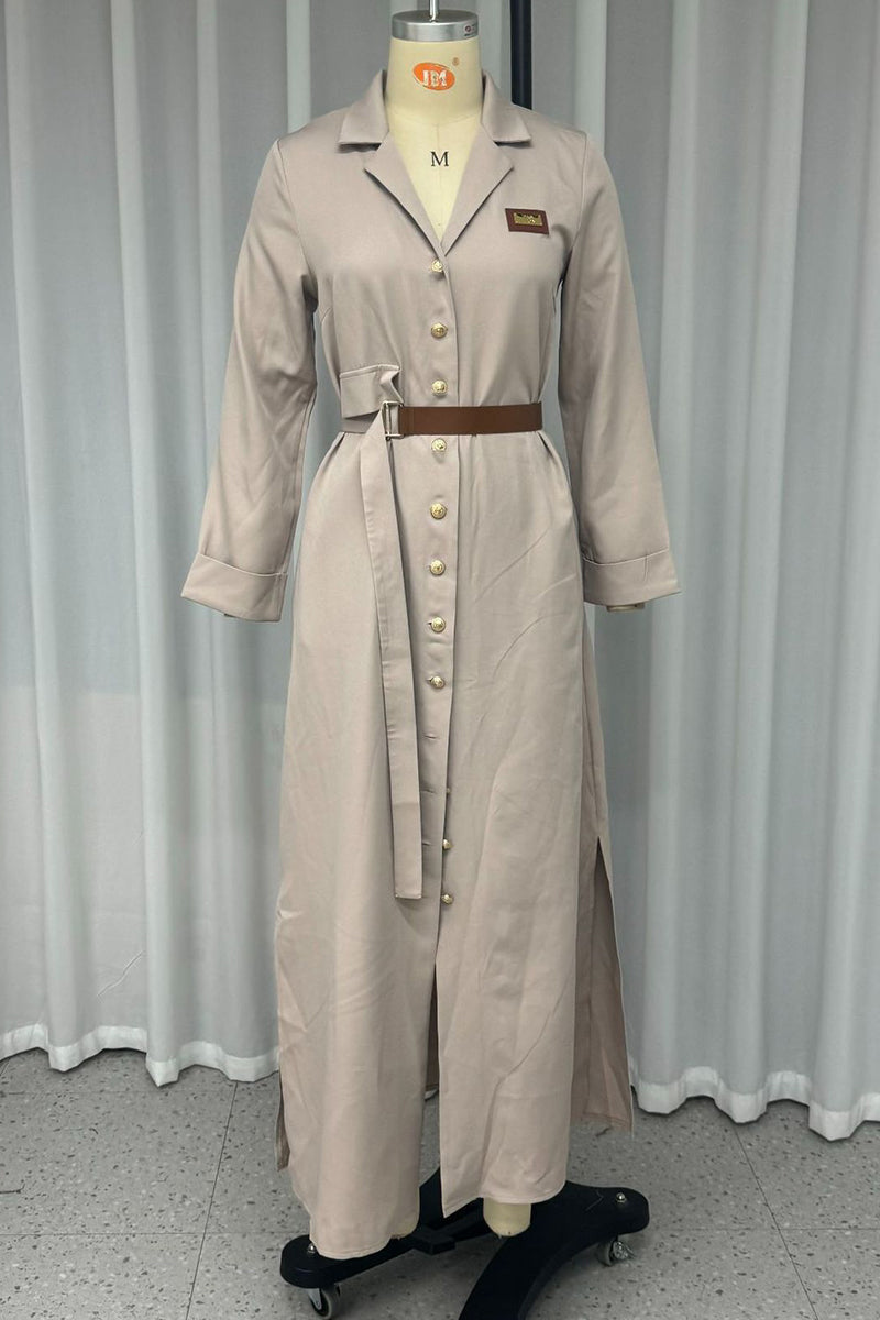 Laia® | Casual shirt dresses with pocket buckle and belt, turn-down collar