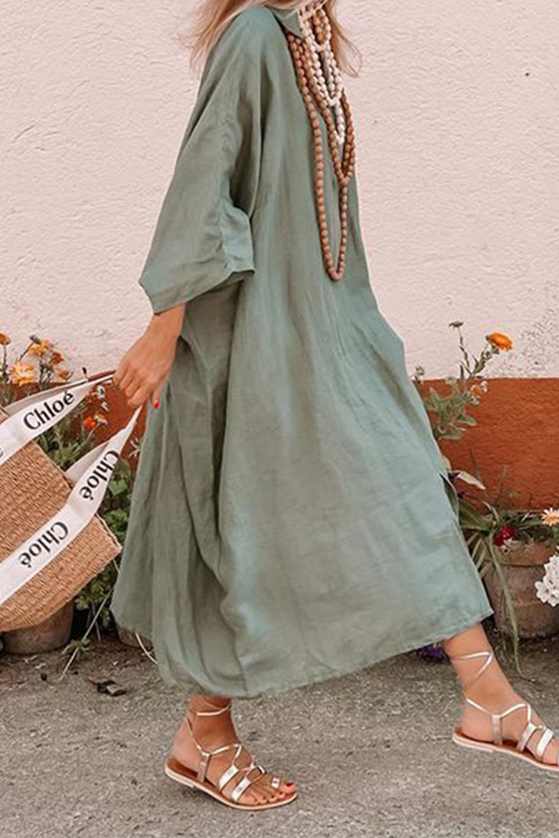 Karina® | Casual long sleeve dresses with irregular V-neck and slit