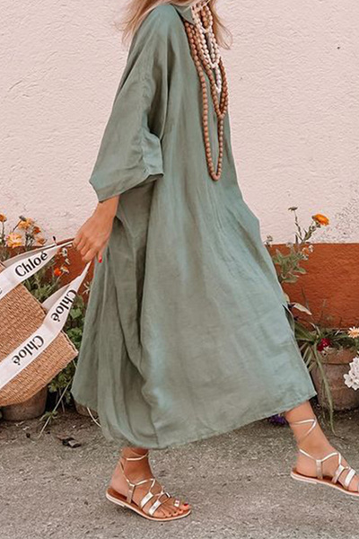 Karina® | Casual long sleeve dresses with irregular V-neck and slit
