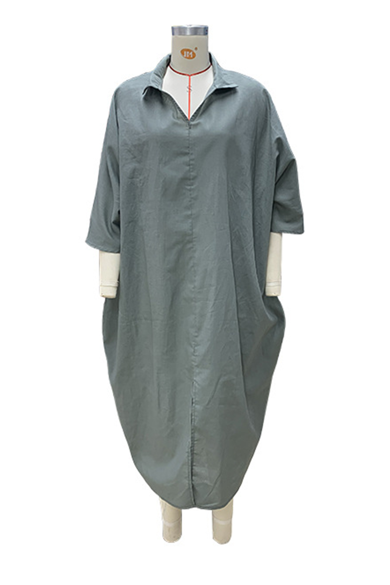 Karina® | Casual long sleeve dresses with irregular V-neck and slit
