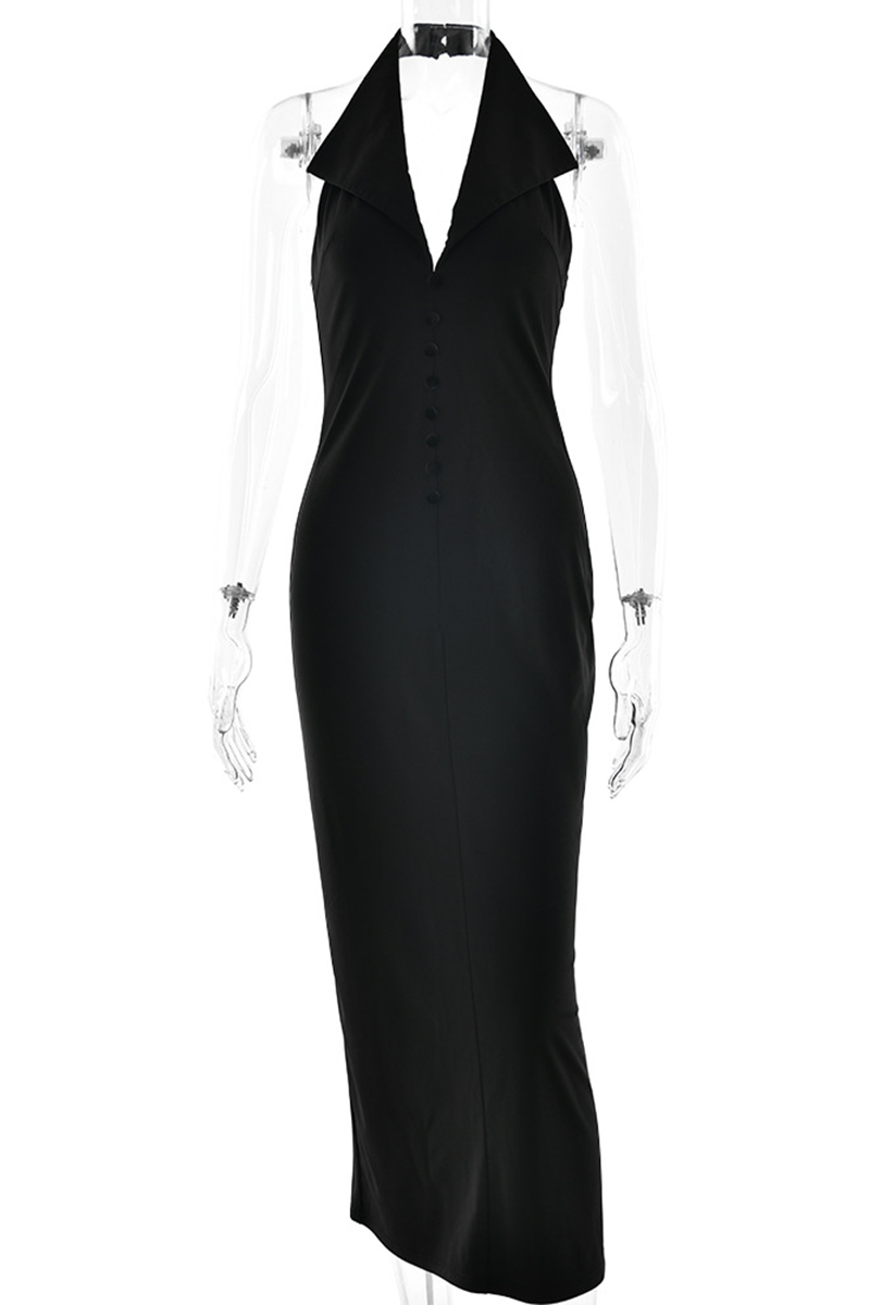 Juliana® | Sexy Dresses with Buckle Backless Turn-Down Collar Single Tier Skirt (3 Colors)