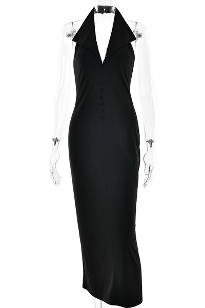 Juliana® | Sexy Dresses with Buckle Backless Turn-Down Collar Single Tier Skirt (3 Colors)