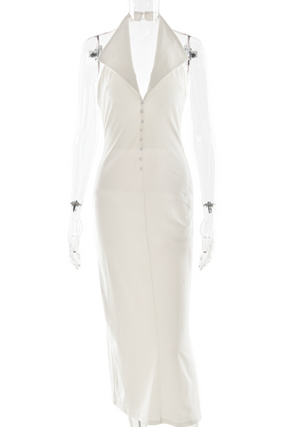 Juliana® | Sexy Dresses with Buckle Backless Turn-Down Collar Single Tier Skirt (3 Colors)
