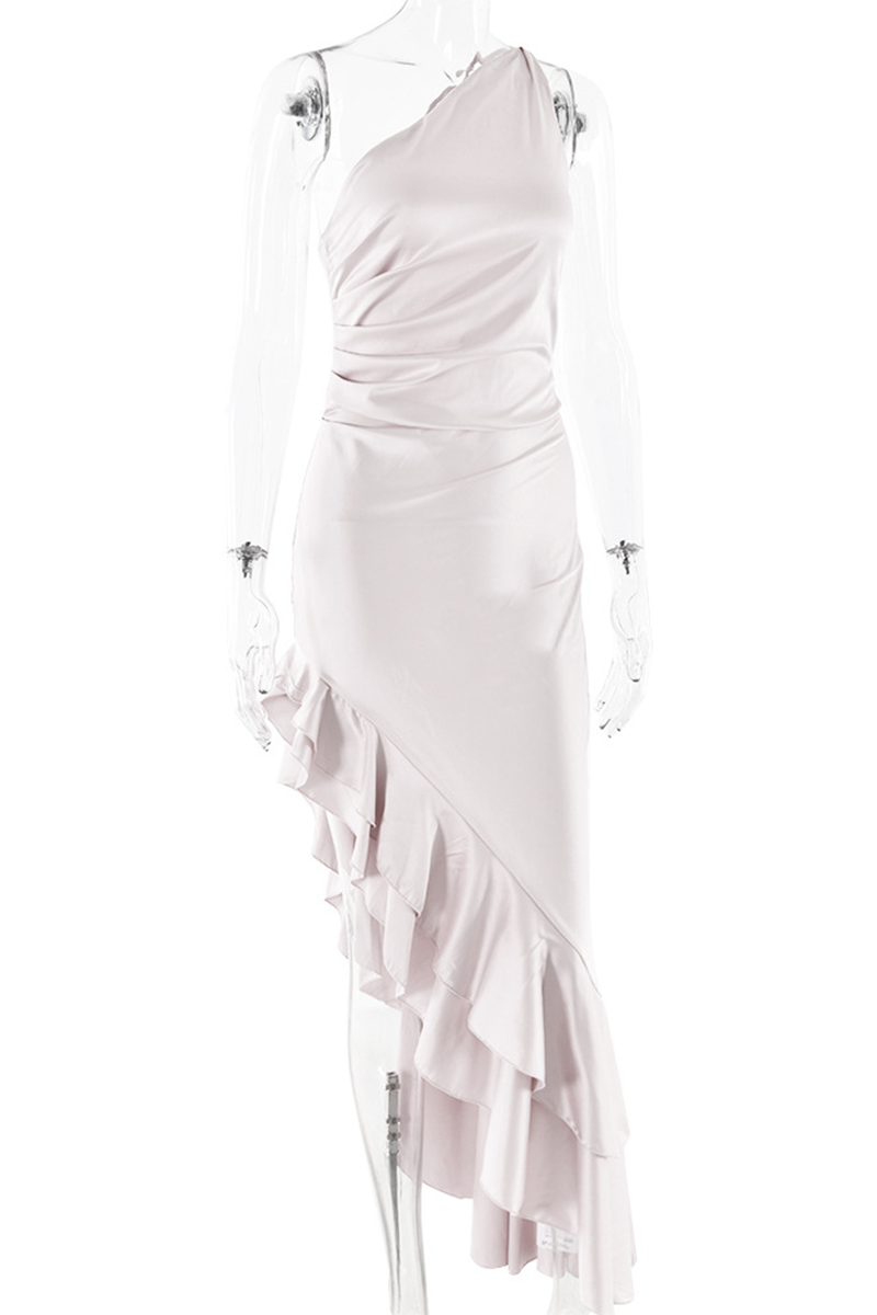 Josefina® | Sexy ruffle irregular slanted shoulder irregular dresses