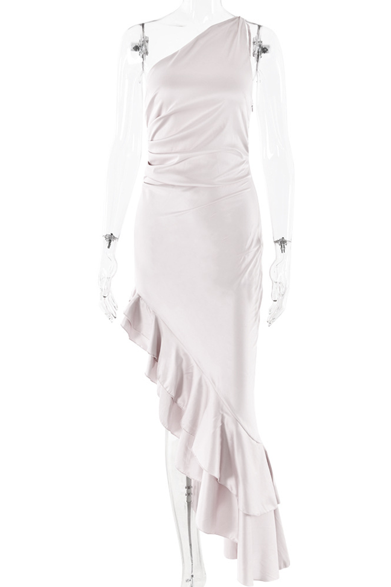 Josefina® | Sexy ruffle irregular slanted shoulder irregular dresses