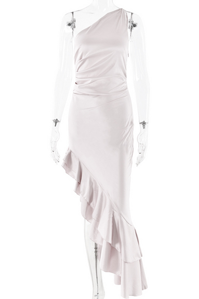 Josefina® | Sexy ruffle irregular slanted shoulder irregular dresses