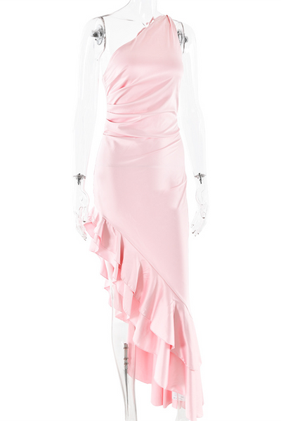 Josefina® | Sexy ruffle irregular slanted shoulder irregular dresses