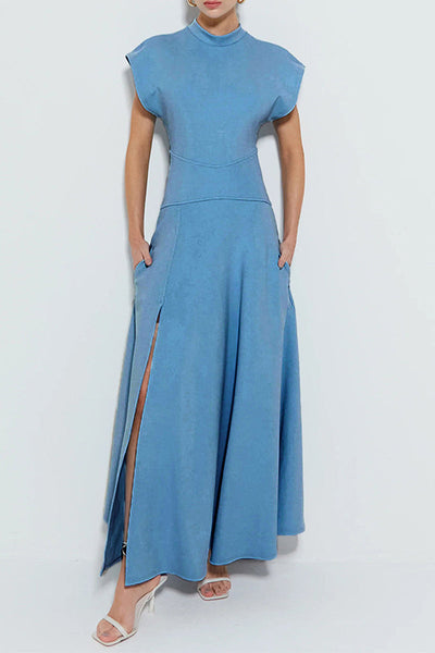 Jessica® | Elegant long dresses with pocket slit and zipper and half turtleneck