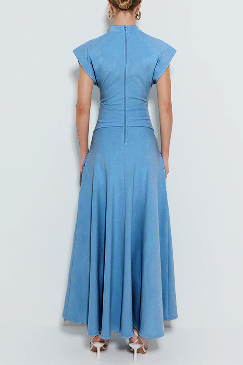 Jessica® | Elegant long dresses with pocket slit and zipper and half turtleneck