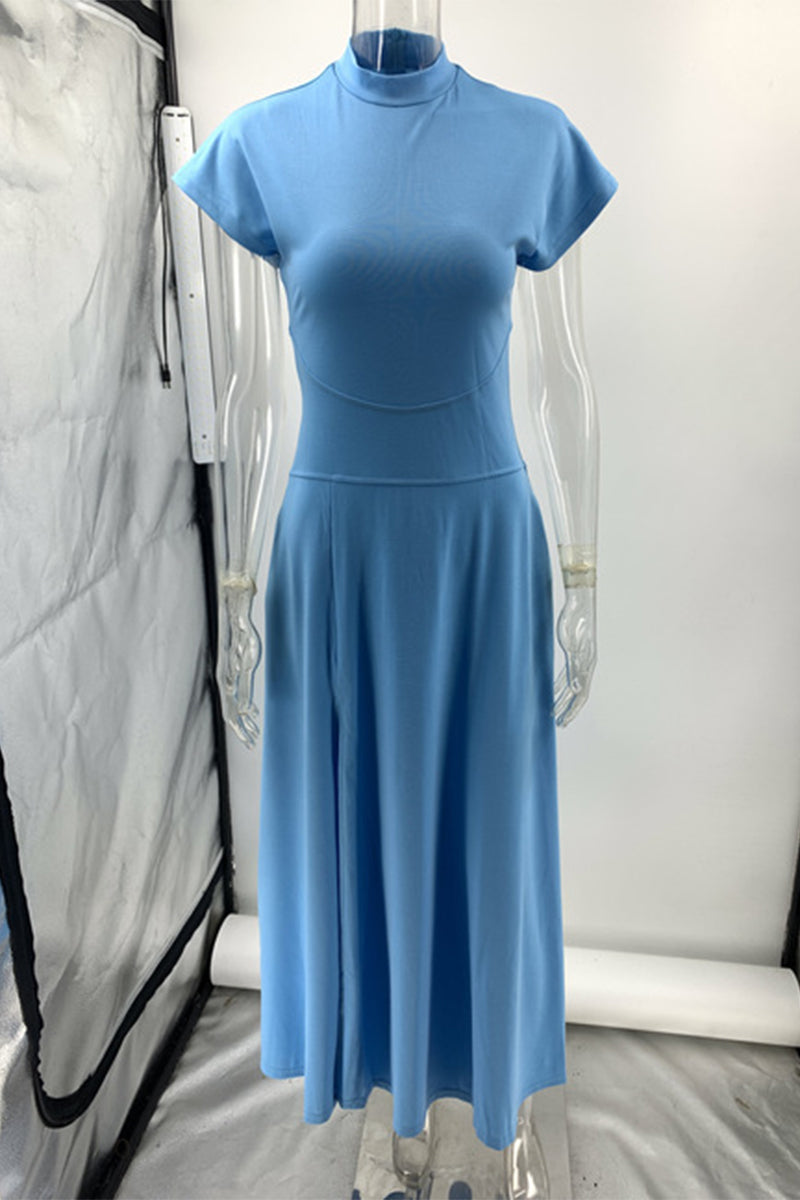 Jessica® | Elegant long dresses with pocket slit and zipper and half turtleneck