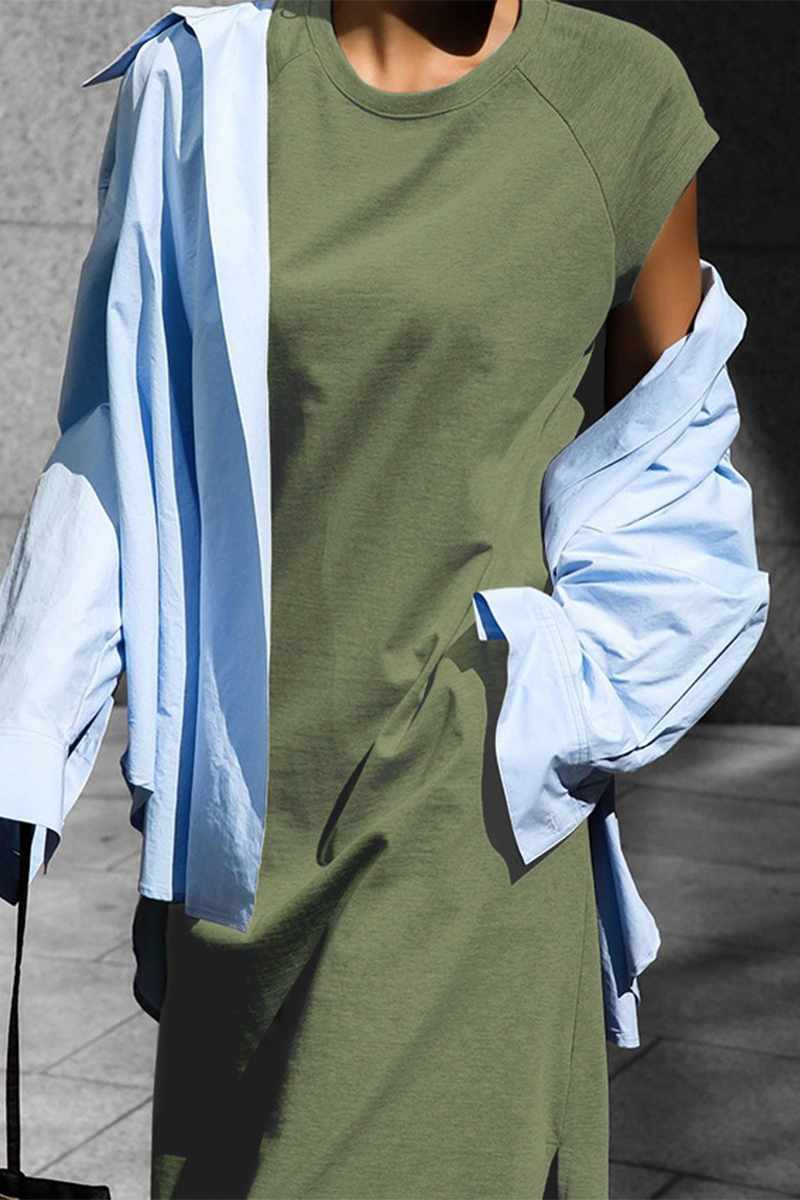 Jenny® | Casual street vest dresses with pockets and O-neck