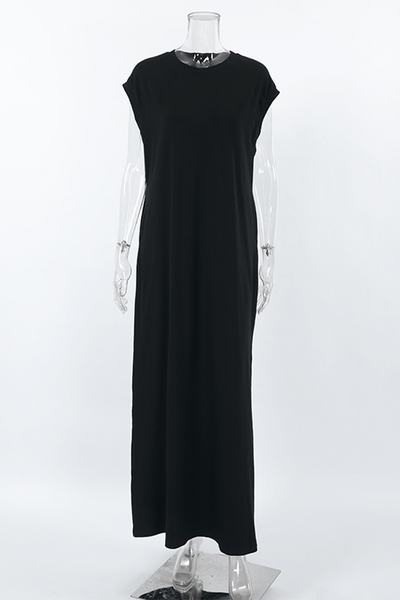 Jenny® | Casual street vest dresses with pockets and O-neck