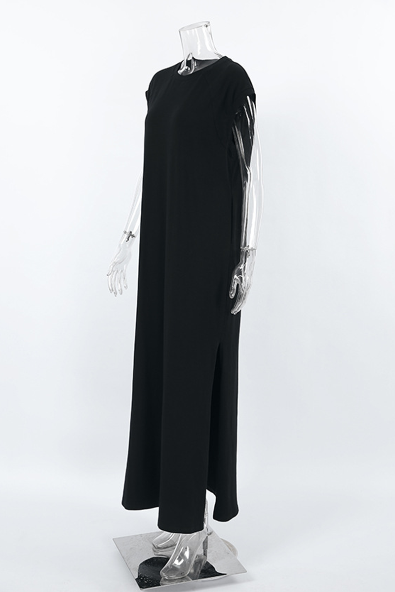 Jenny® | Casual street vest dresses with pockets and O-neck