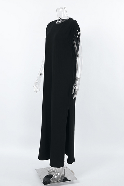 Jenny® | Casual street vest dresses with pockets and O-neck