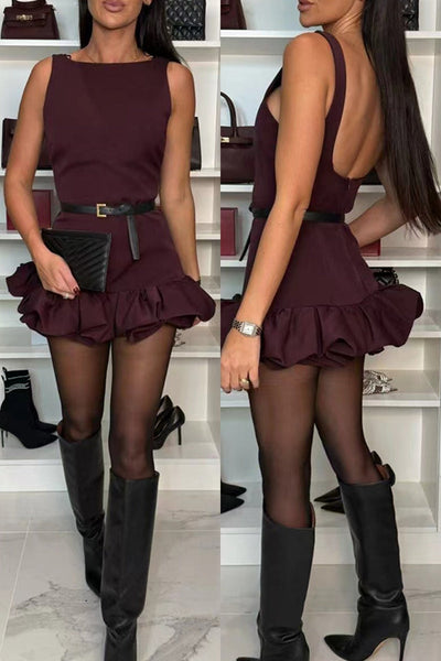 Jazmin® | Casual Sleeveless Ruffle O-Neck Dresses (3 Colors)