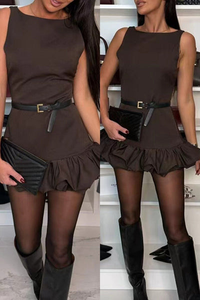 Jazmin® | Casual Sleeveless Ruffle O-Neck Dresses (3 Colors)