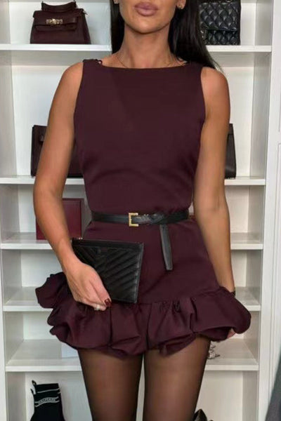 Jazmin® | Casual Sleeveless Ruffle O-Neck Dresses (3 Colors)