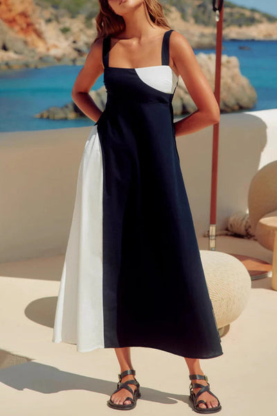 Fiorella® | Casual Holiday Patchwork Contrast Sling Square Neck Dresses