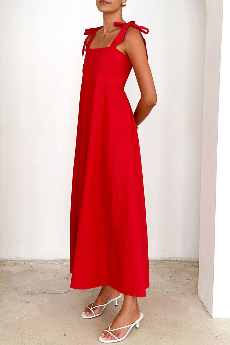 Elisa® | Casual Daily Lace-up Sling Square Neck Dresses (3 Colors)