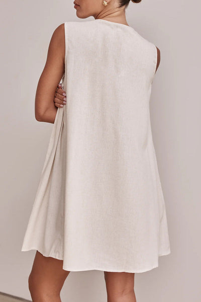 Dolores® | Casual Daily Pleated O-Neck Lace Up Pleated Dresses (4 Colors)