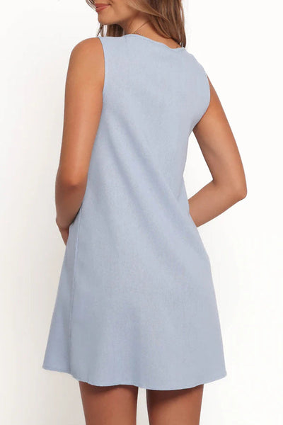 Dolores® | Casual Daily Pleated O-Neck Lace Up Pleated Dresses (4 Colors)