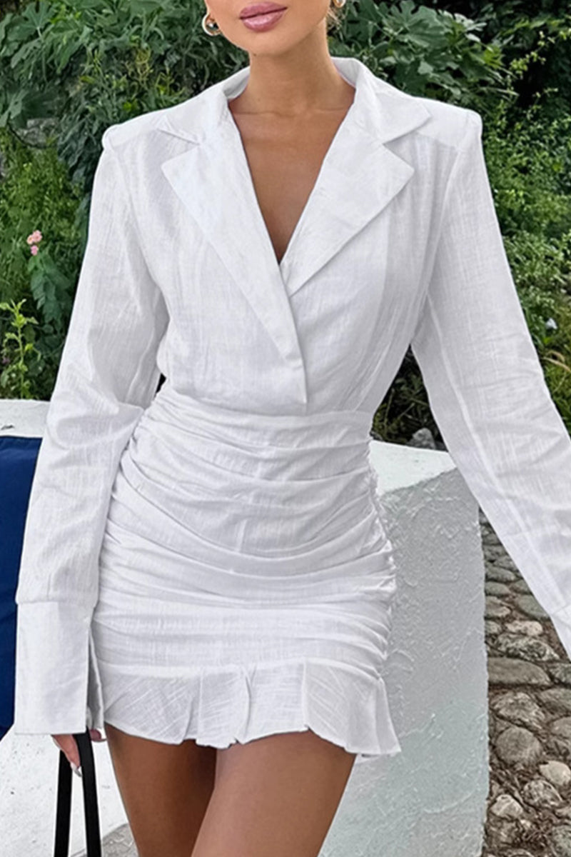 Diana® | Elegant ruffled ruffled turn-down collar wrap skirt dresses