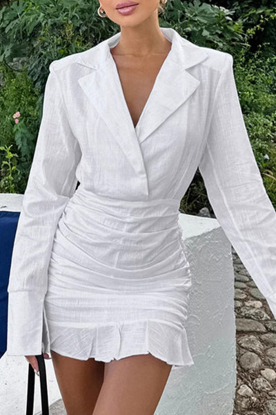 Diana® | Elegant ruffled ruffled turn-down collar wrap skirt dresses