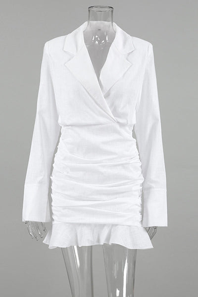 Diana® | Elegant ruffled ruffled turn-down collar wrap skirt dresses