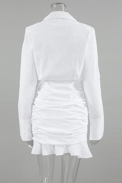 Diana® | Elegant ruffled ruffled turn-down collar wrap skirt dresses