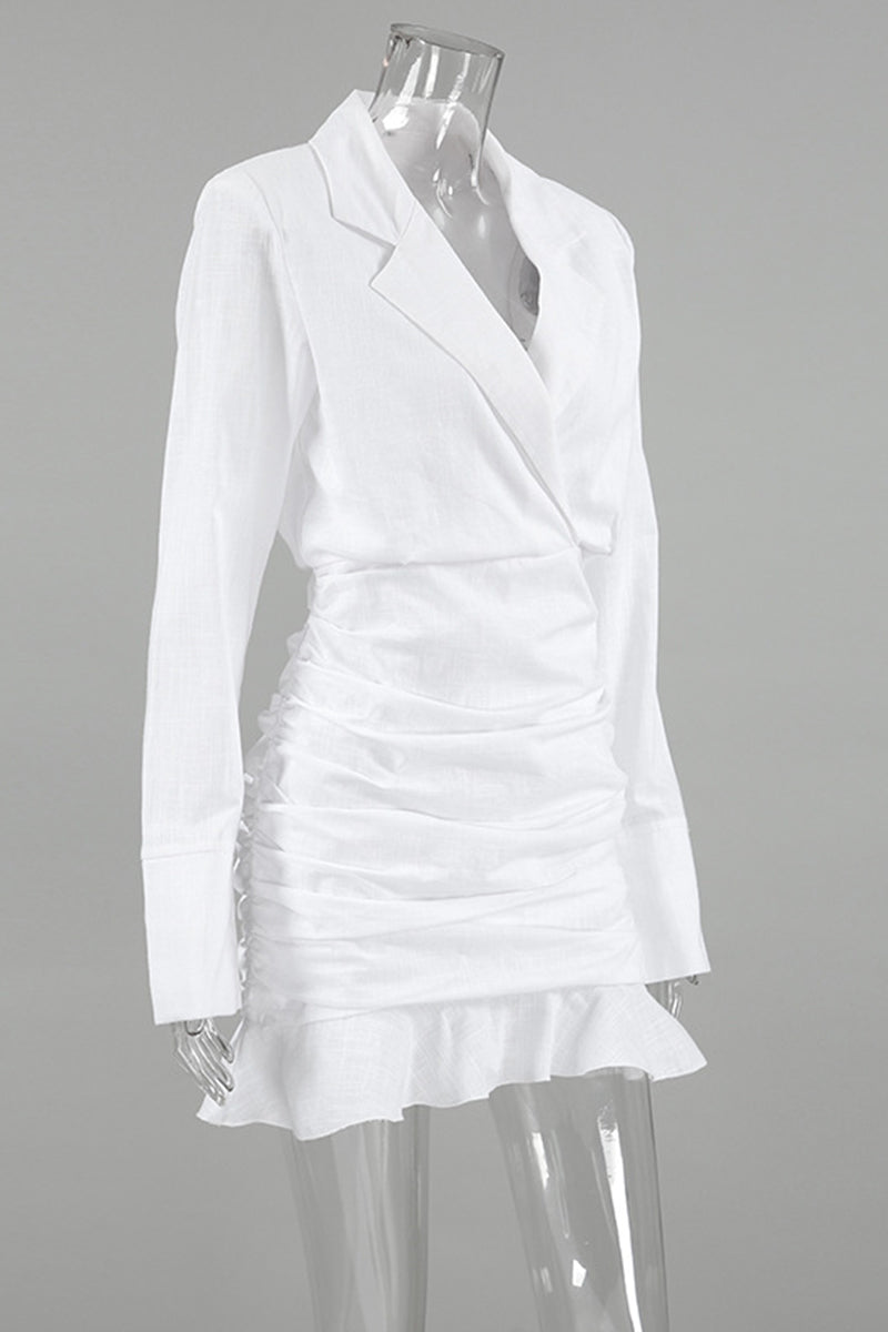 Diana® | Elegant ruffled ruffled turn-down collar wrap skirt dresses
