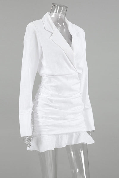 Diana® | Elegant ruffled ruffled turn-down collar wrap skirt dresses